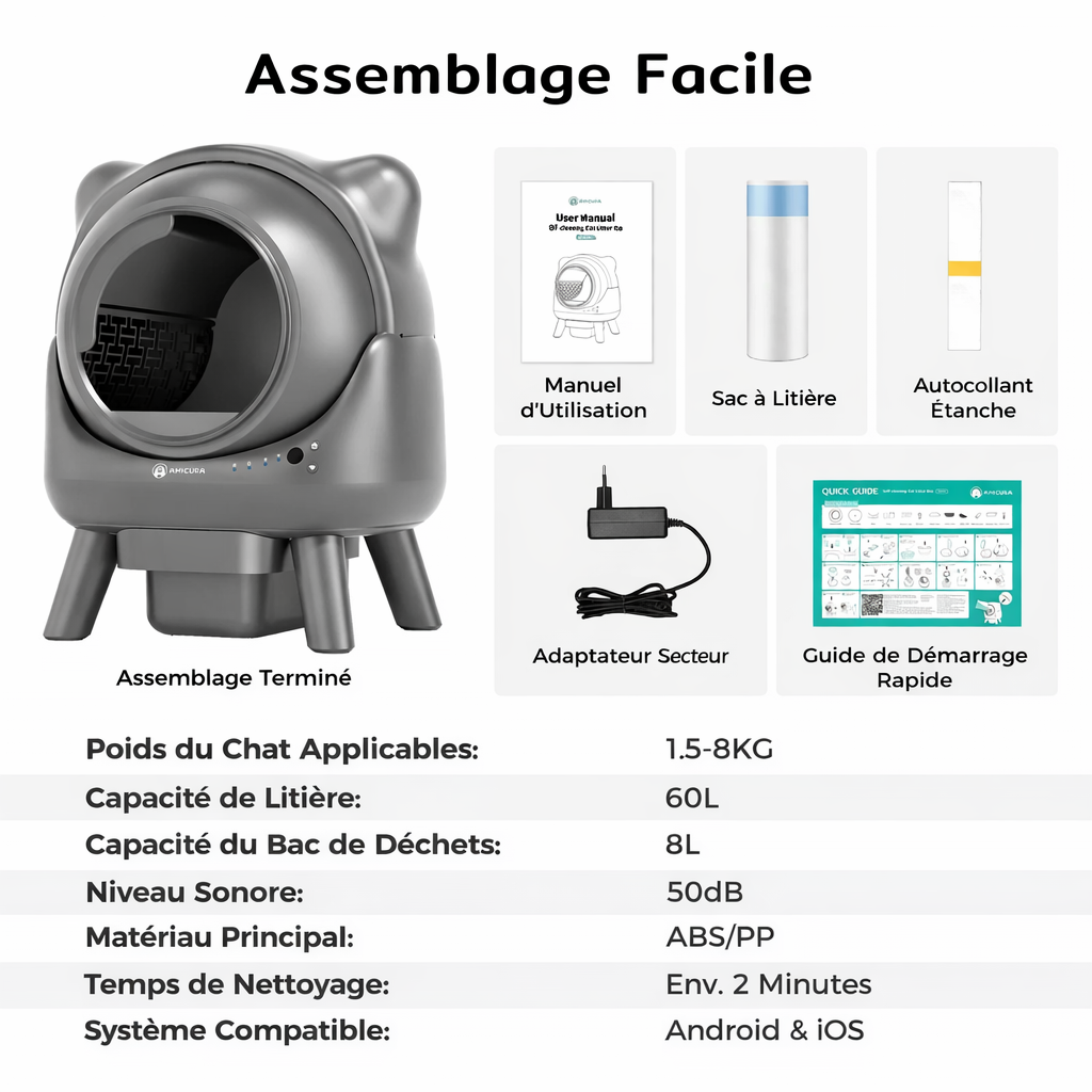 Amicura X1 — La litière automatique qui vous libère l’esprit