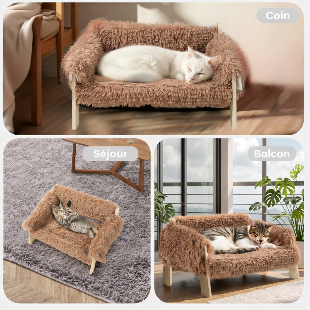 Canapé-lit surélevé ultra doux pour chat