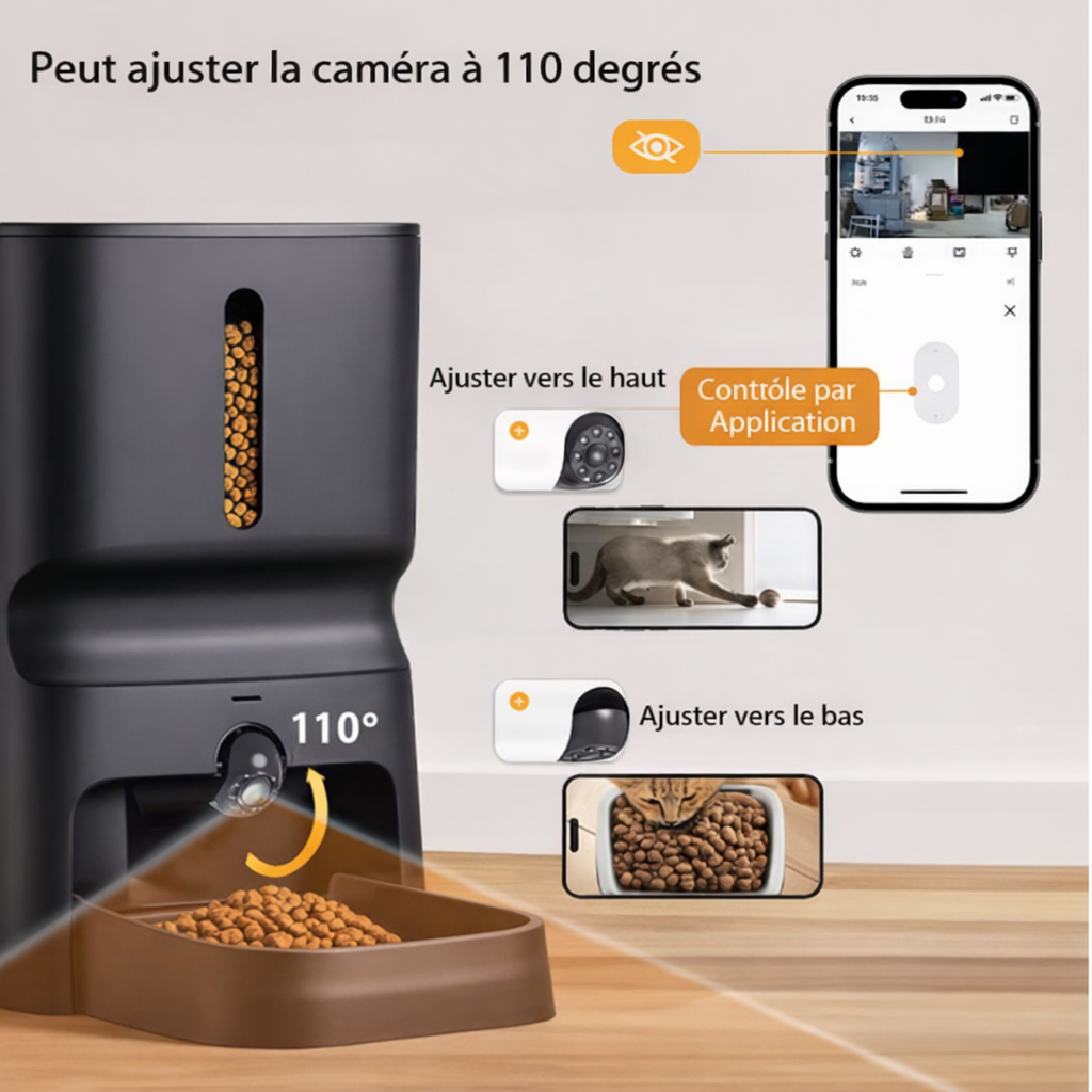 Distributeur de croquettes connecté 7L avec caméra 1080P