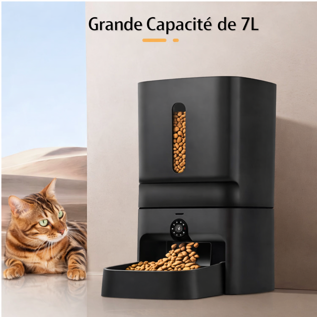 Distributeur de croquettes connecté 7L avec caméra 1080P