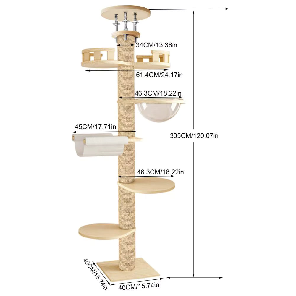 Arbre à chat en bois grande hauteur – Modèle Panorama