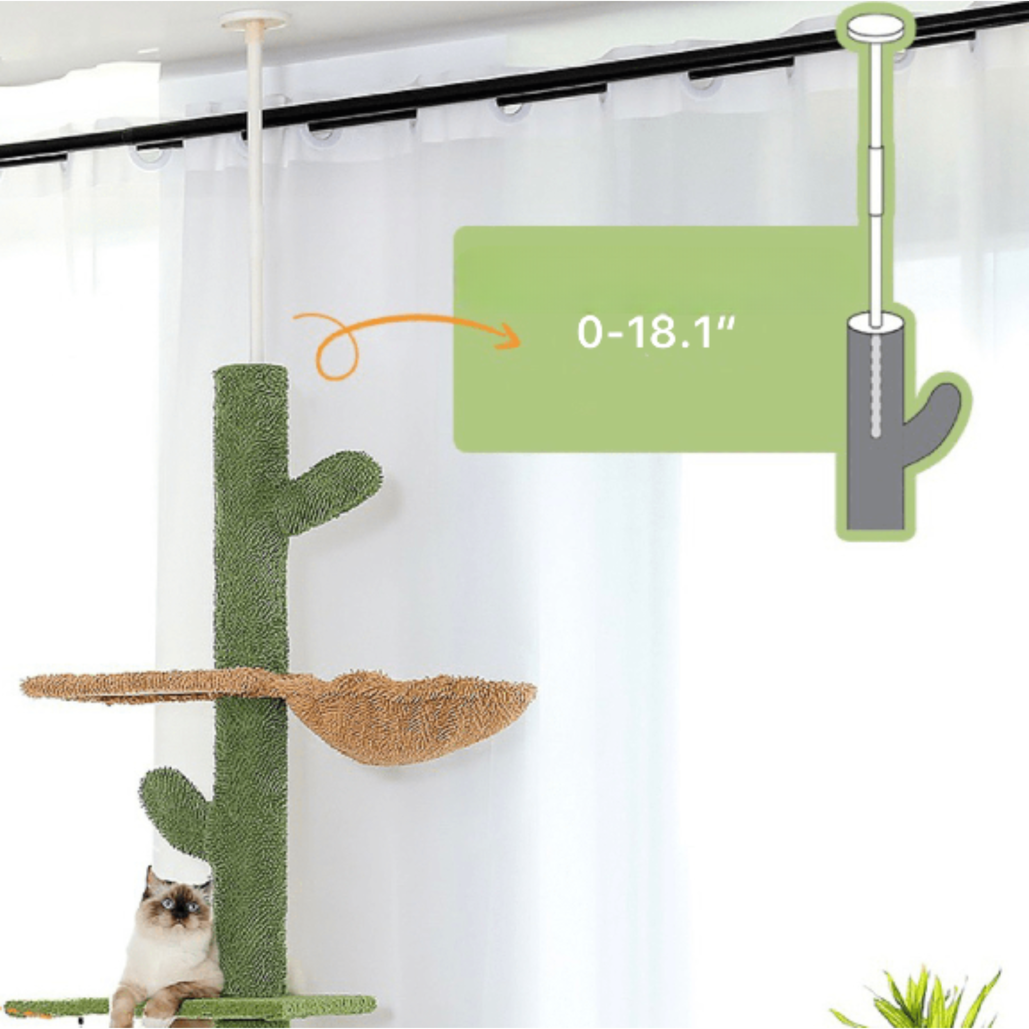 Arbre à chat vertical avec poteaux renforcés et hauteur réglable