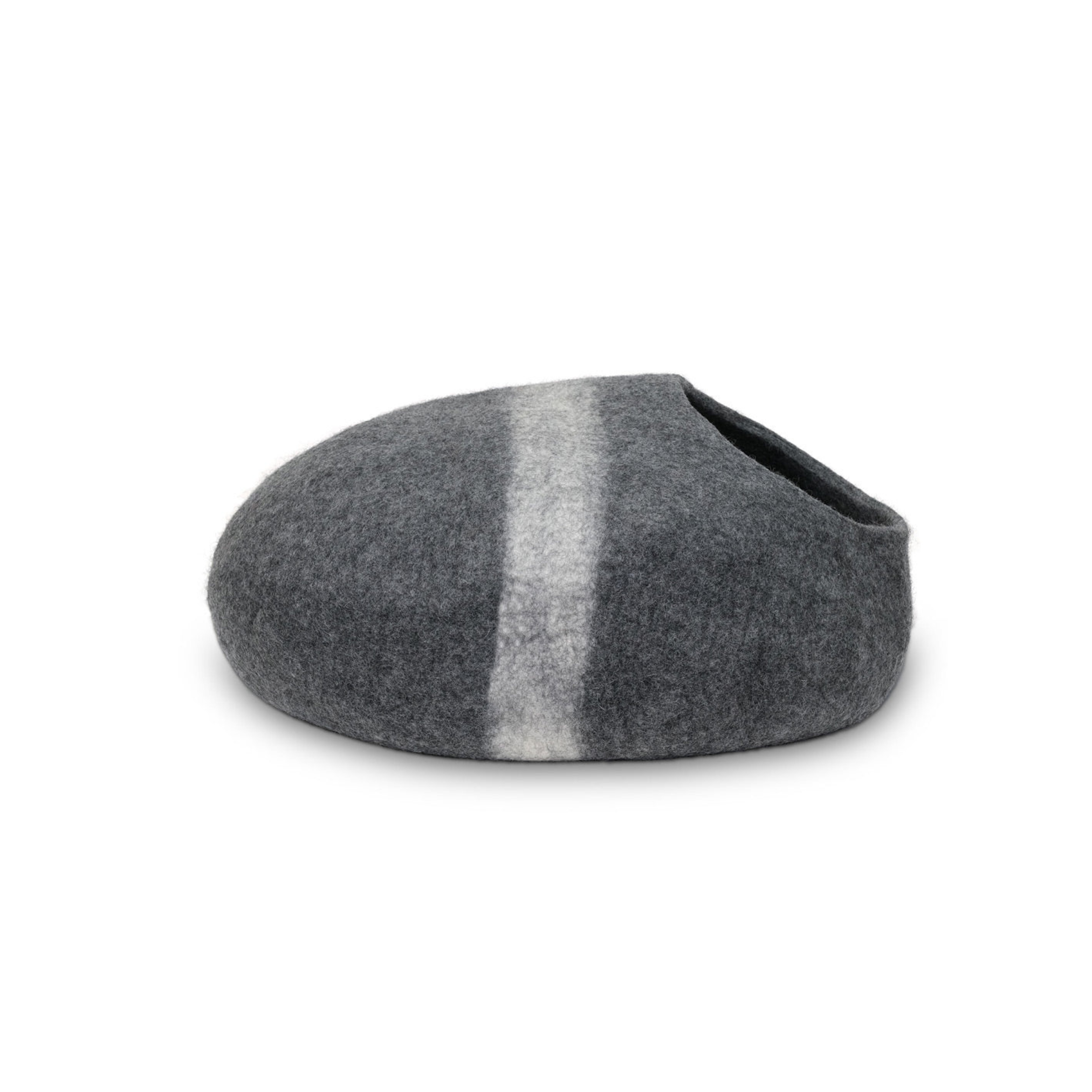 Niche pour chat en feutrine de laine avec bande blanche – Modèle Horizon