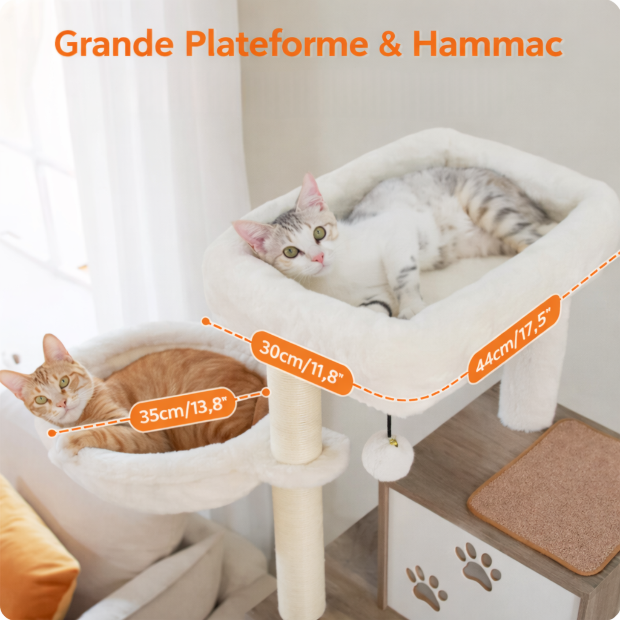 Arbre à chat XXL en bois (190 cm) — le “terrain de jeu” premium pour chats exigeants