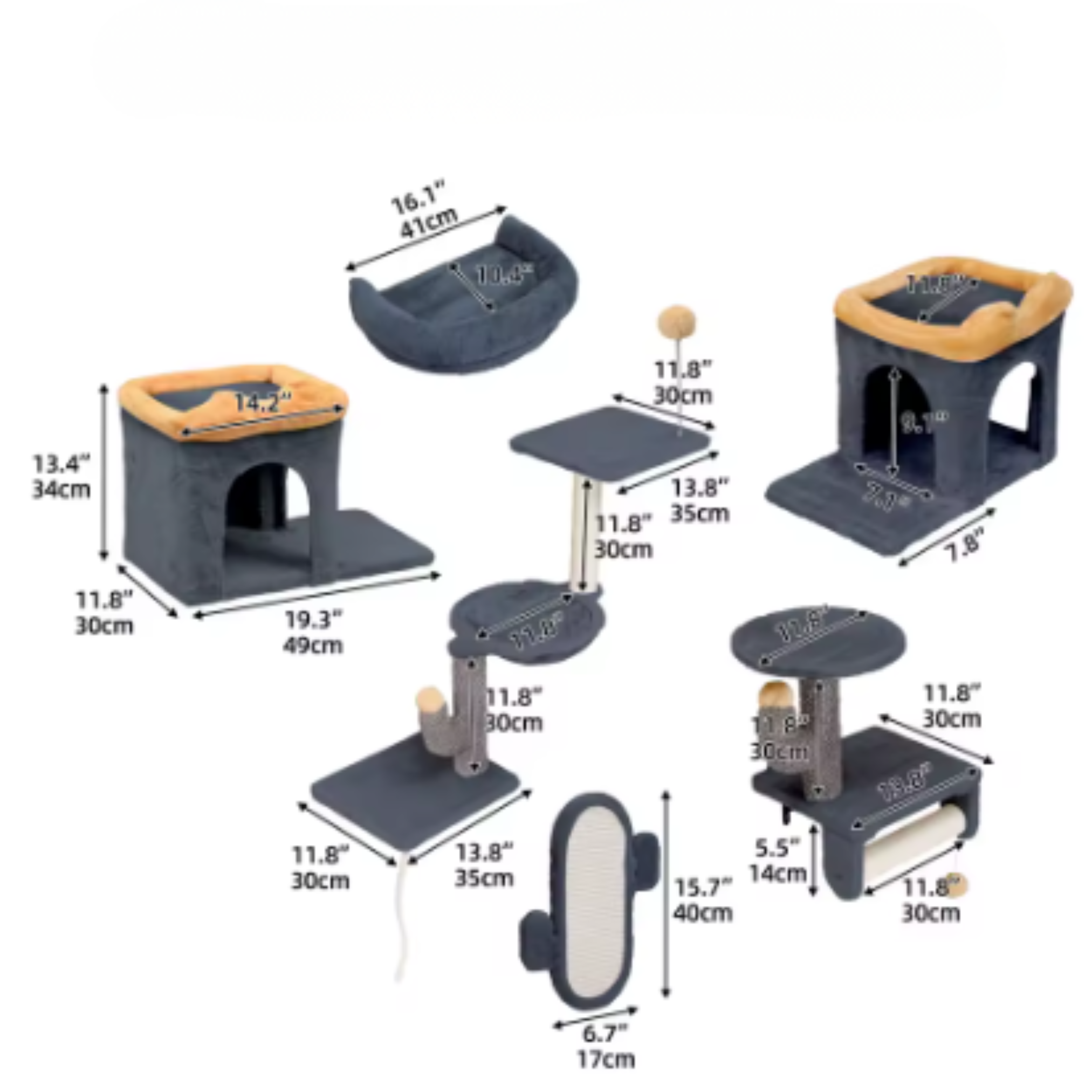 Ensemble mural d’escalade pour chat 7 pièces