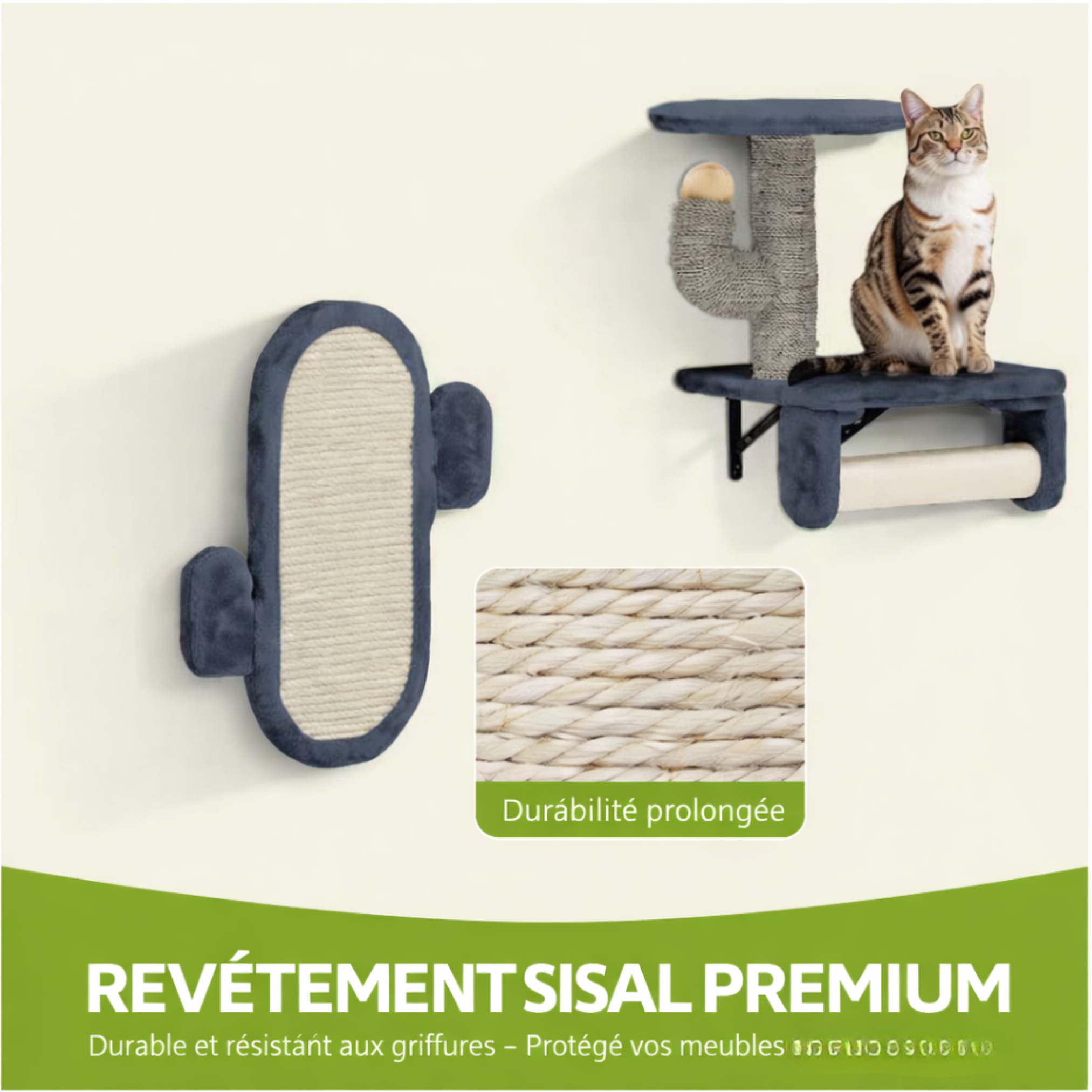 Ensemble mural d’escalade pour chat 7 pièces