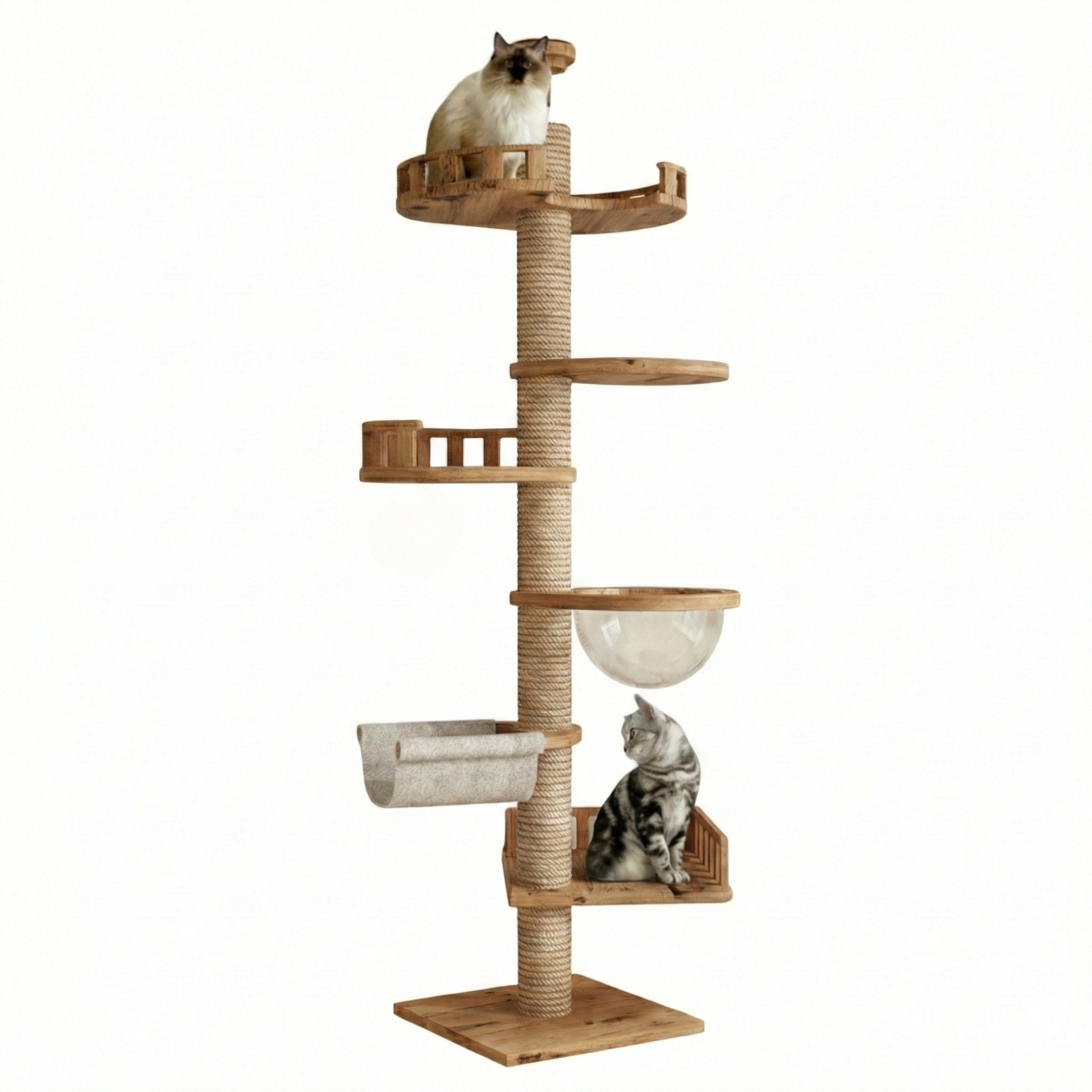 Arbre à chat en bois grande hauteur – Modèle Panorama