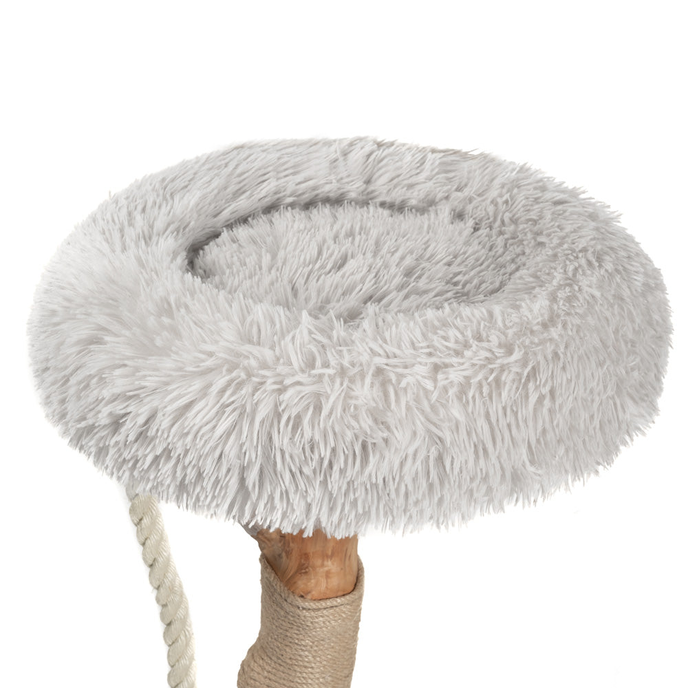 Arbre à chat en bois naturel avec lits superposés et griffoirs – Modèle Rizzo