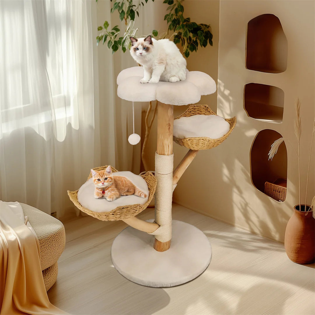 Arbre à chat design en bois naturel