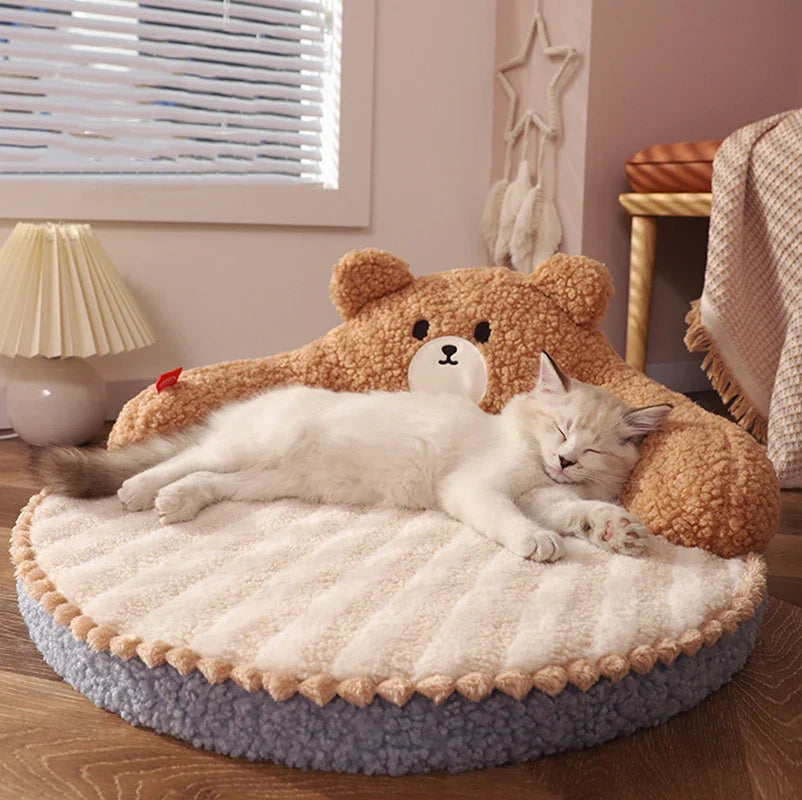 Lit pour chat en forme d’ours – Coussin moelleux et confortable