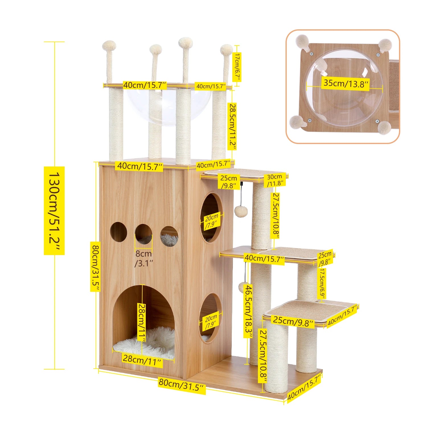 Arbre à chat en bois “Château Frisco” — moderne & ultra stable