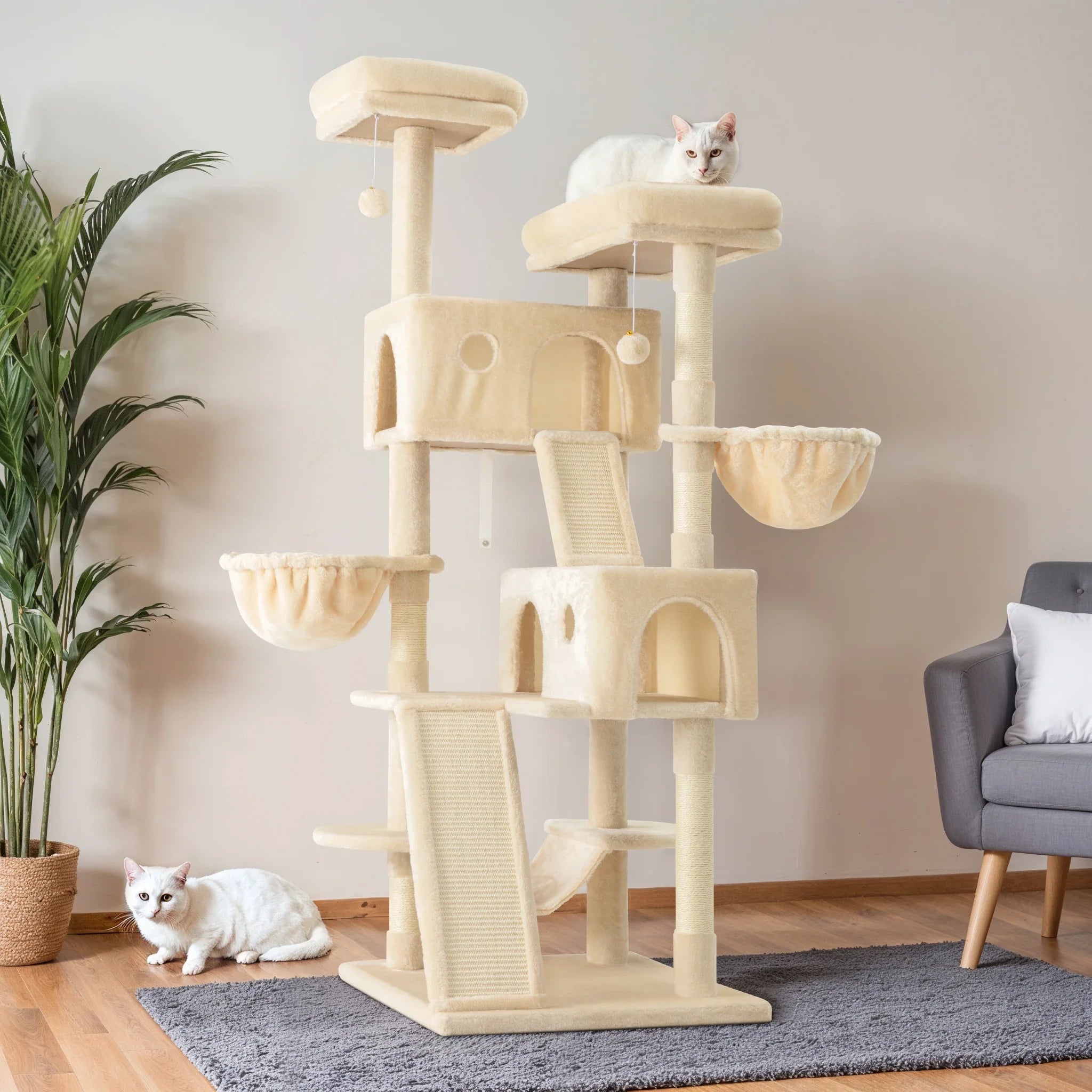 Arbre à chat multi-niveaux gris foncé – Jeu, repos et détente