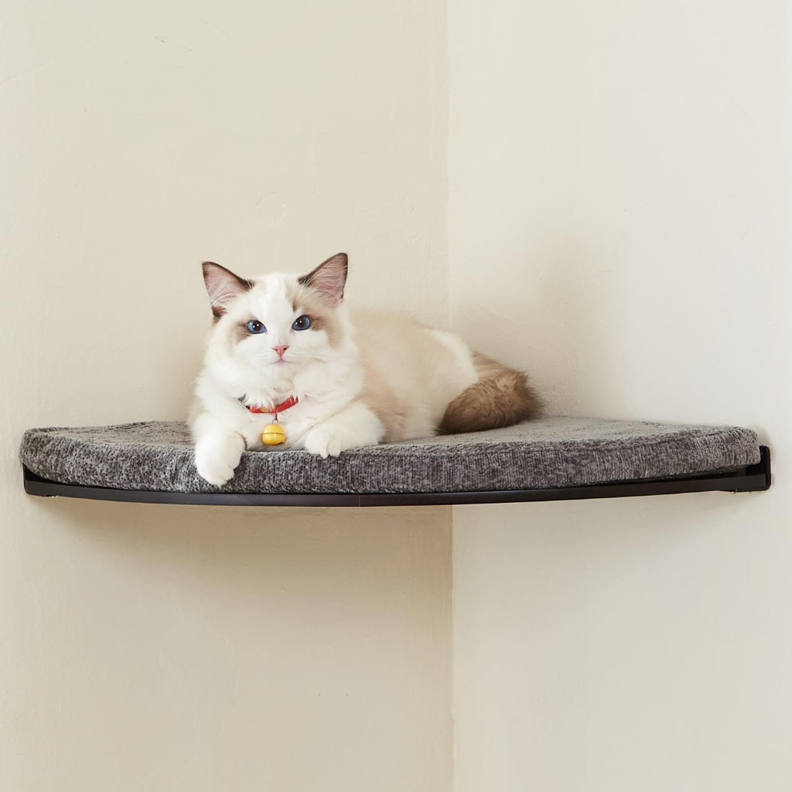 Étagère murale d’angle pour chat avec coussin amovible