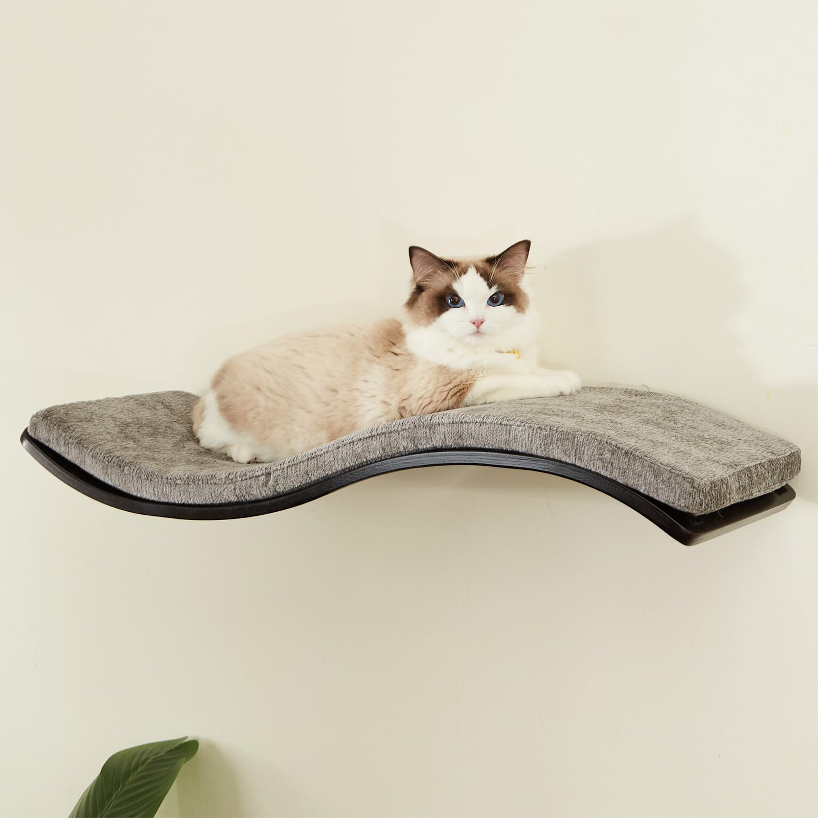 Étagère murale pour chat en forme de vague avec coussin amovible