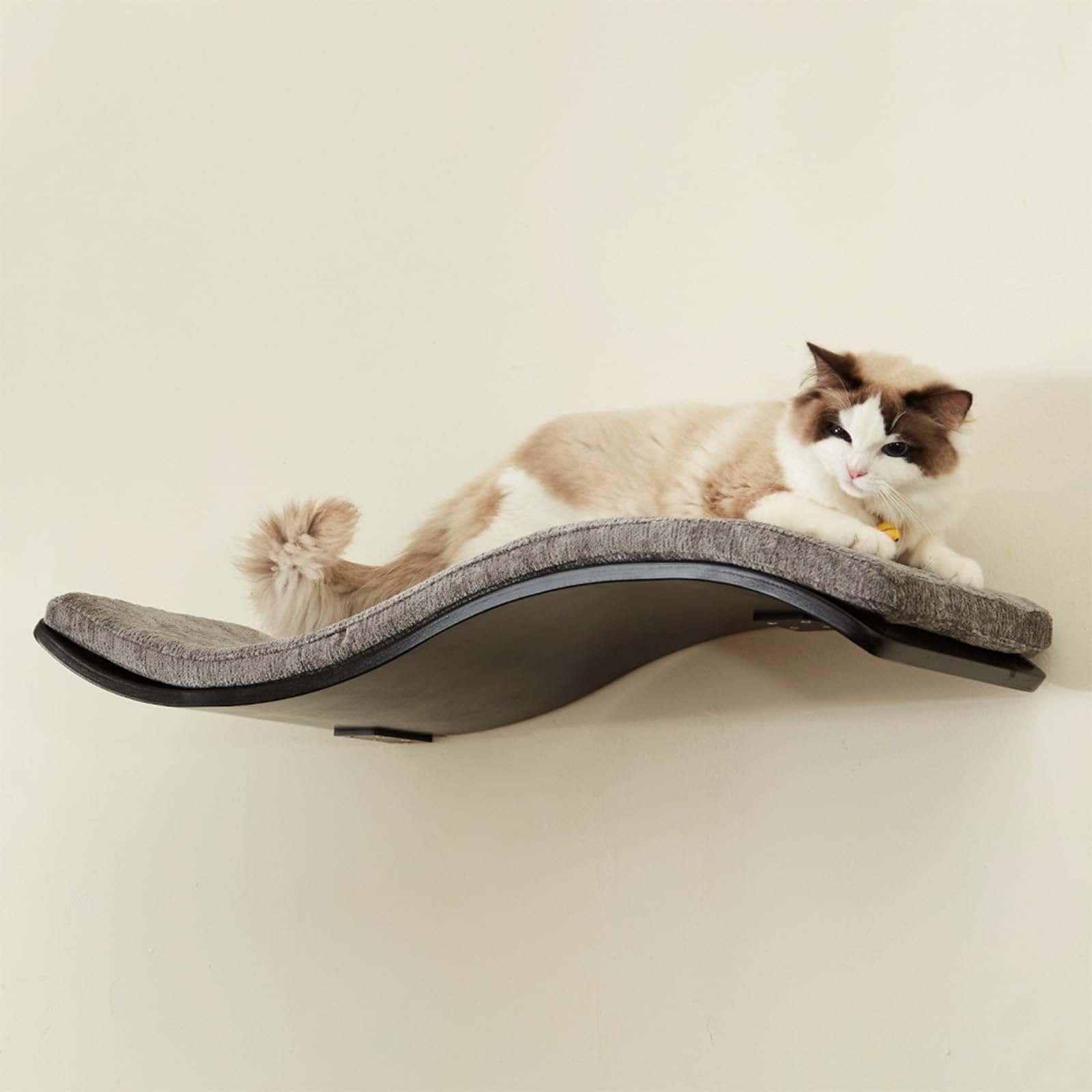 Étagère murale pour chat en forme de vague avec coussin amovible