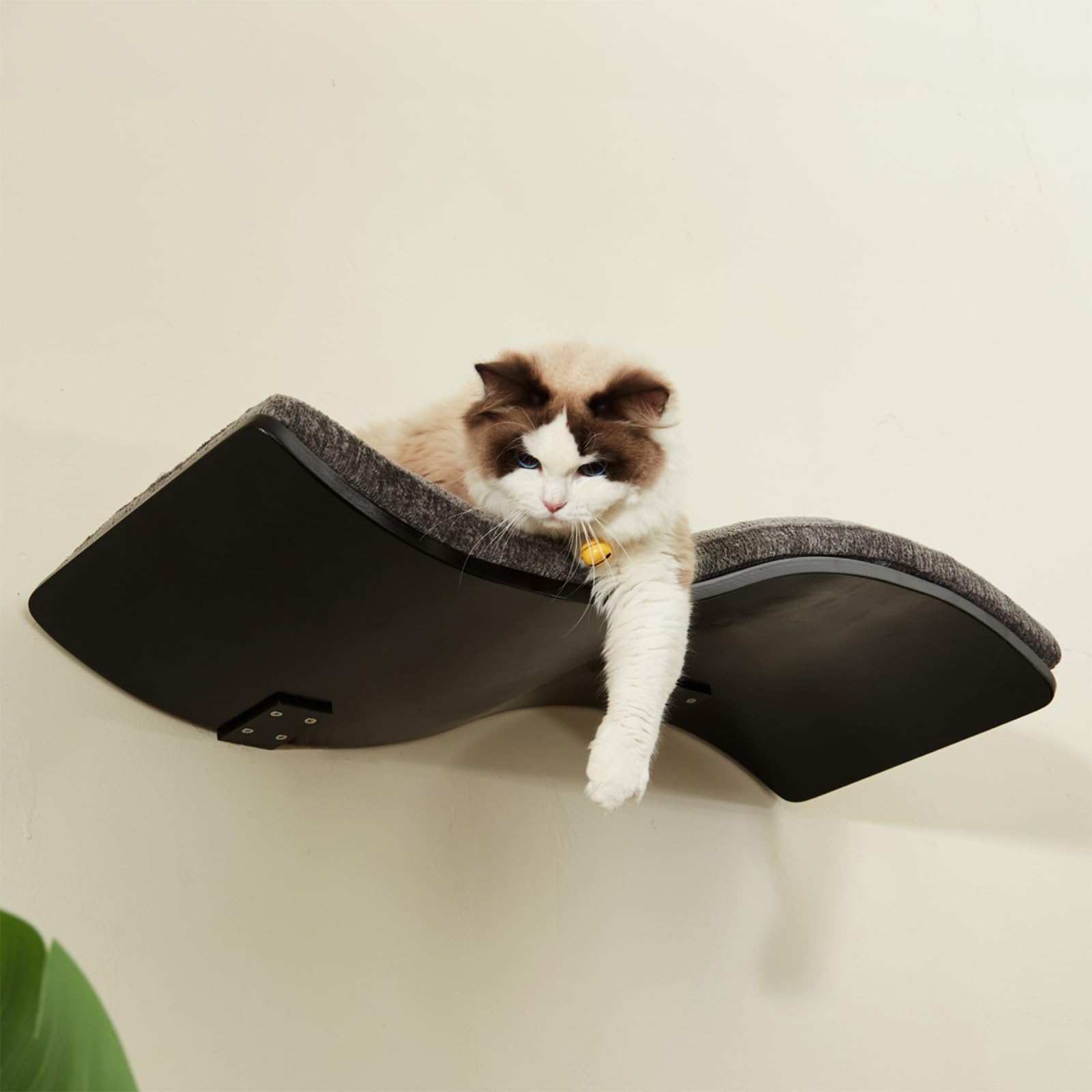 Étagère murale pour chat en forme de vague avec coussin amovible