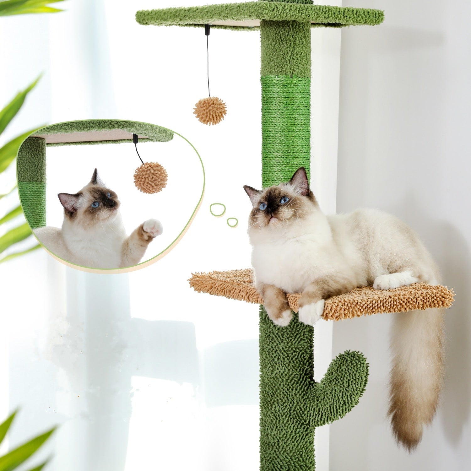 Arbre à chat vertical avec poteaux renforcés et hauteur réglable